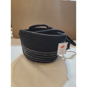 Hanging Rope Basket Black 8" Diameter 5" Deep 18" Hanging Drop Indoor Porch